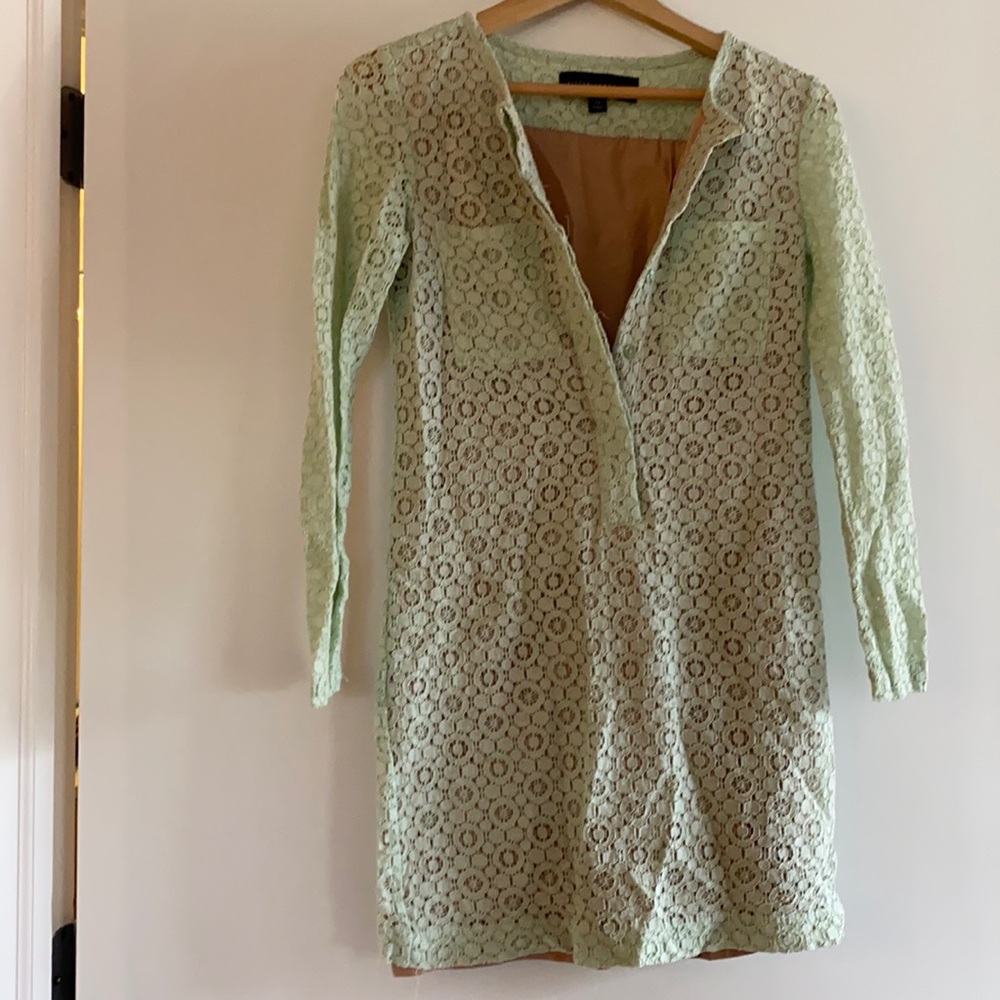 Victoria Beckham Green Lace Mini Dress, XS